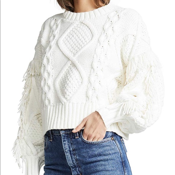 Line & Dot Sweaters - LINE & DOT Jasper Fringe Cable Knit Sweater